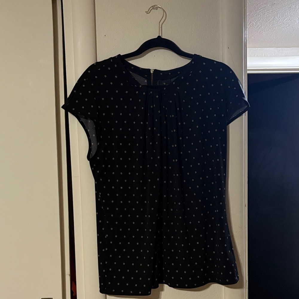 Worthington Black Blouse with White Dots